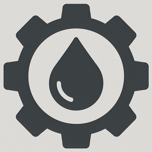 LubeGuide gear and oil droplet logo